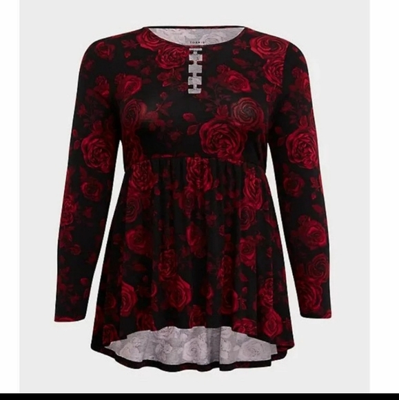 torrid Tops - Torrid O-Ring Floral Babydoll Top